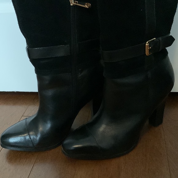 Tommy Hilfiger Frita Black Leather & Suede 
Tall Dress Boots Sz. 9M - Picture 2 of 7